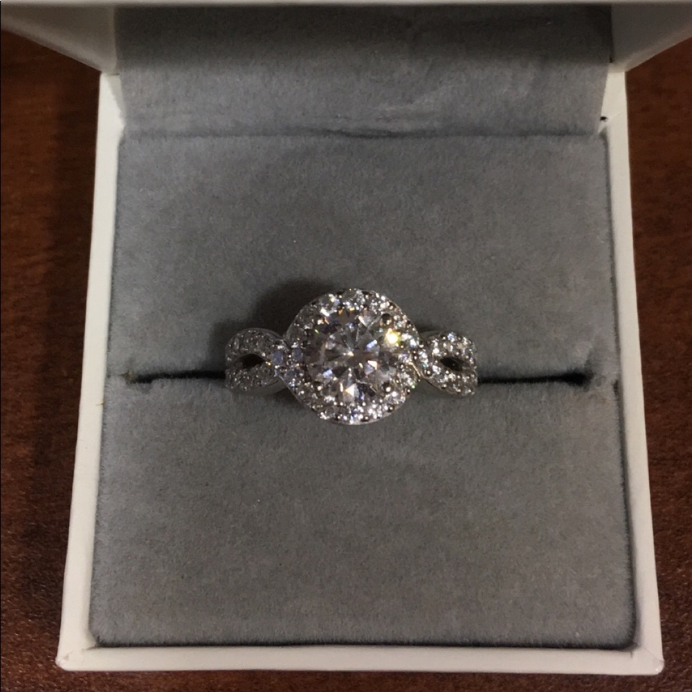 QVC Diamonique Halo Ring Sterling Silver Ring